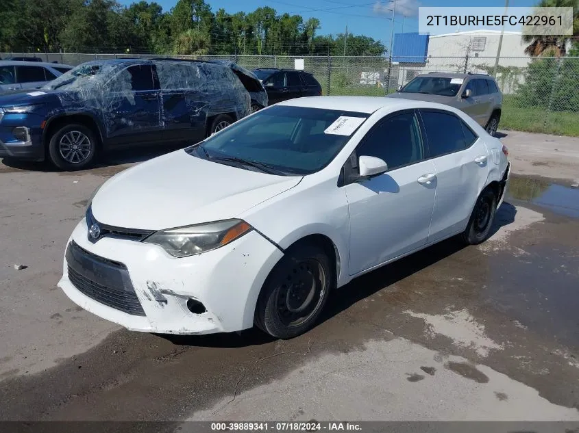 2015 Toyota Corolla L/Le/Le Pls/Prm/S/S Pls VIN: 2T1BURHE5FC422961 Lot: 39889341