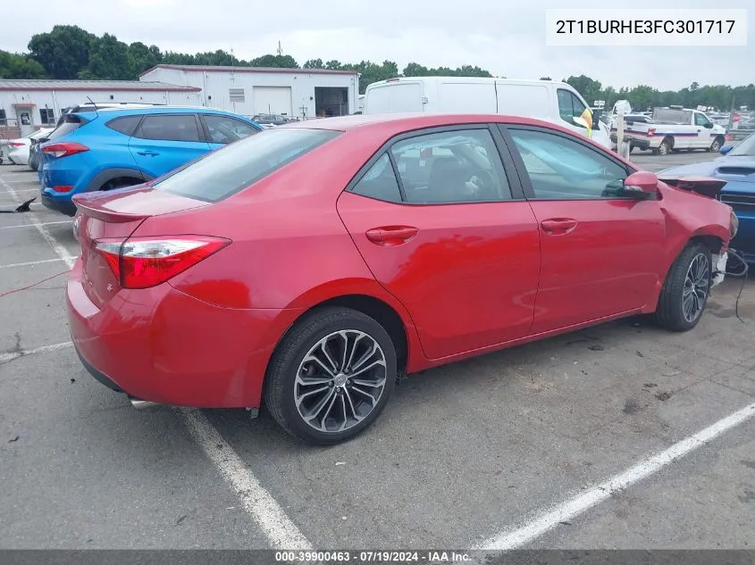 2015 Toyota Corolla S Plus VIN: 2T1BURHE3FC301717 Lot: 39900463