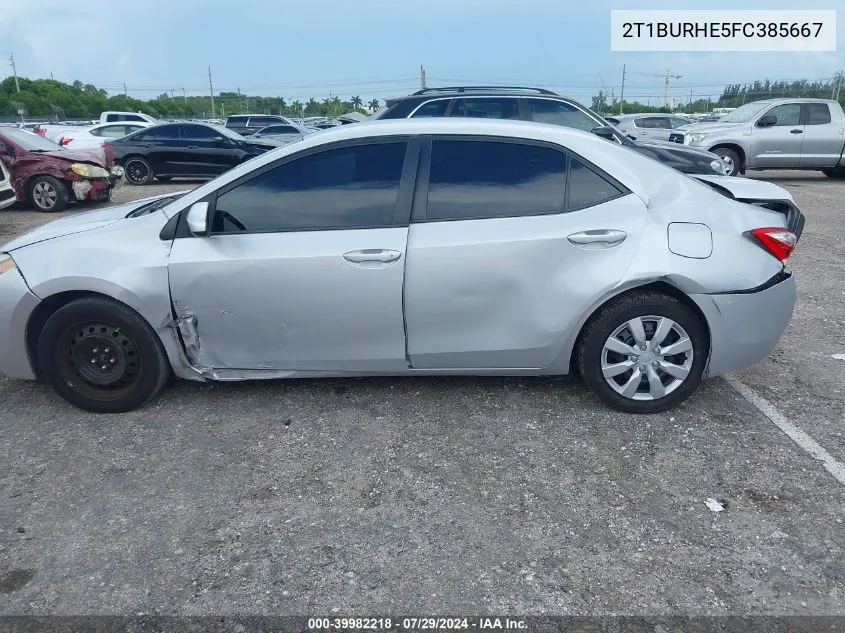 2015 Toyota Corolla Le VIN: 2T1BURHE5FC385667 Lot: 39982218