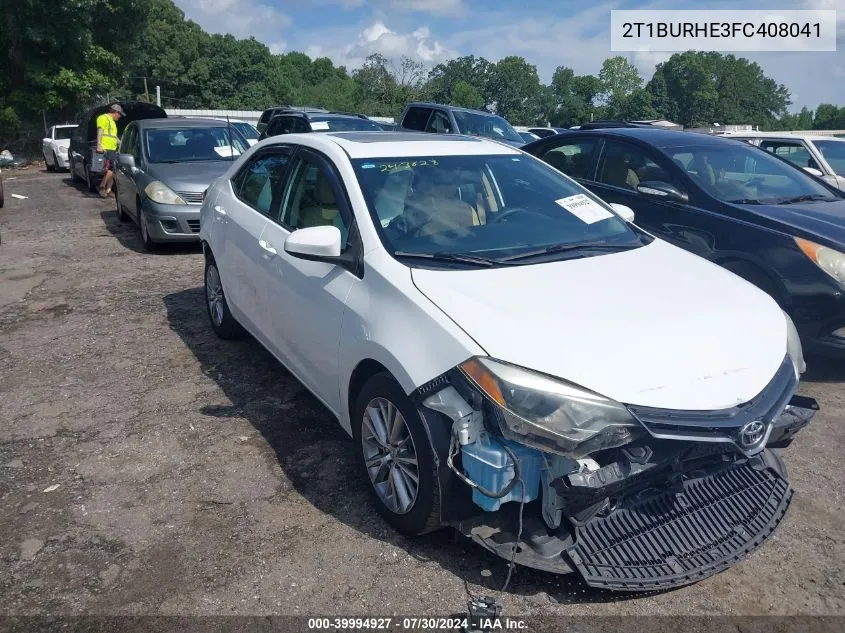 2015 Toyota Corolla Le Plus VIN: 2T1BURHE3FC408041 Lot: 39994927