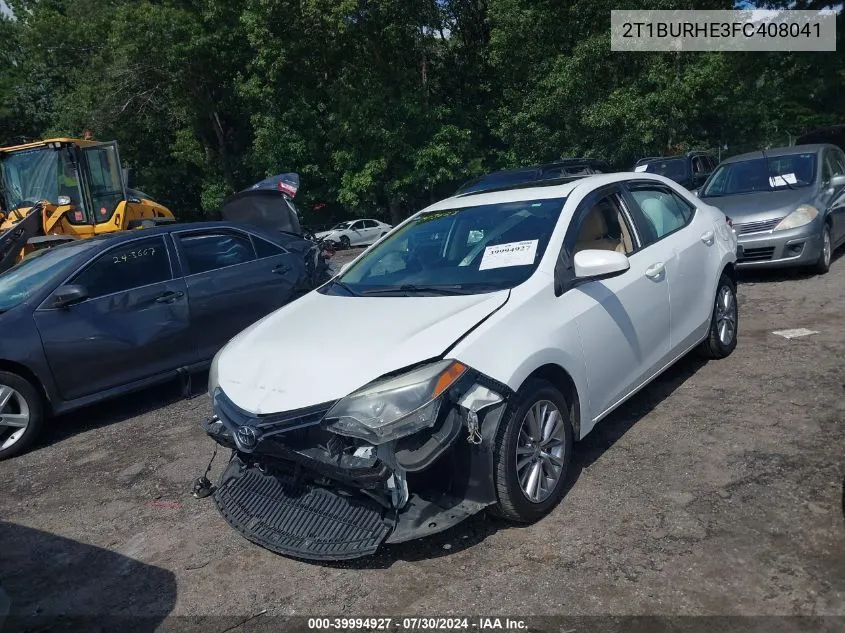 2015 Toyota Corolla Le Plus VIN: 2T1BURHE3FC408041 Lot: 39994927