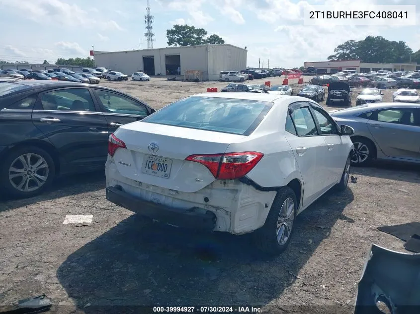 2015 Toyota Corolla Le Plus VIN: 2T1BURHE3FC408041 Lot: 39994927