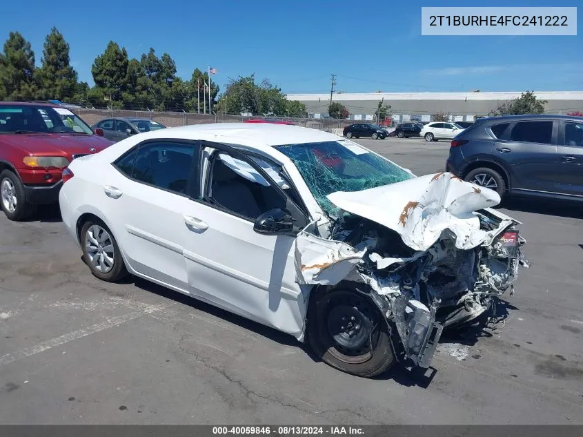 2015 Toyota Corolla Le VIN: 2T1BURHE4FC241222 Lot: 40059846