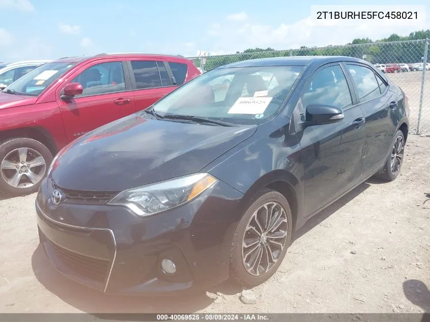 2015 Toyota Corolla S Plus VIN: 2T1BURHE5FC458021 Lot: 40069525