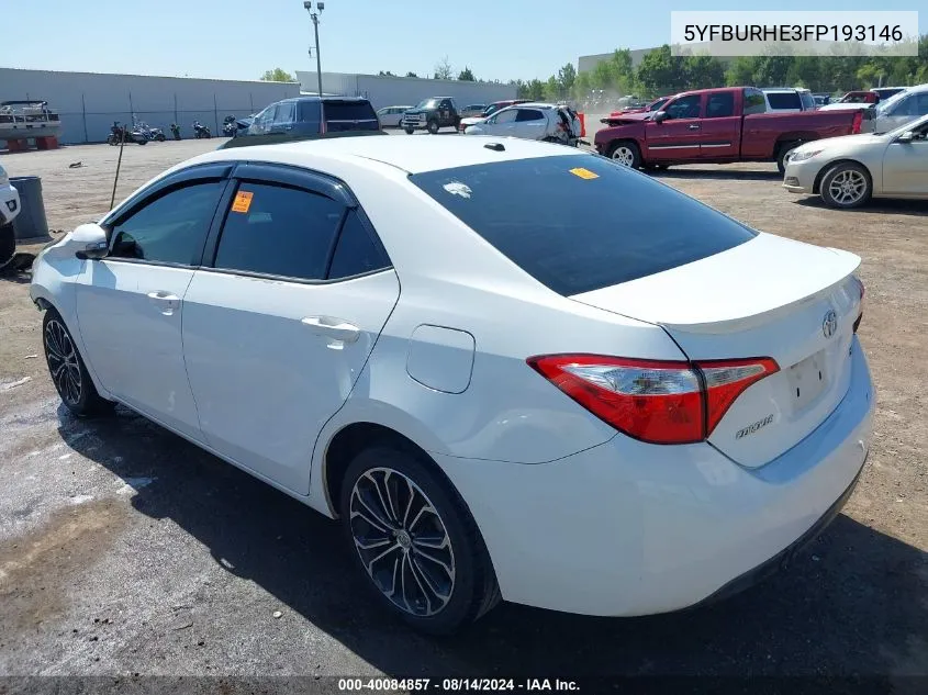 2015 Toyota Corolla S Premium VIN: 5YFBURHE3FP193146 Lot: 40084857