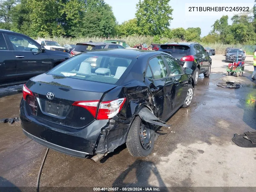 2015 Toyota Corolla Le VIN: 2T1BURHE8FC245922 Lot: 40120657