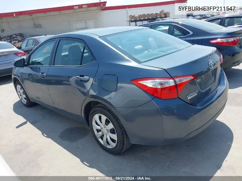 2015 Toyota Corolla Le VIN: 5YFBURHE3FP211547 Lot: 40171570