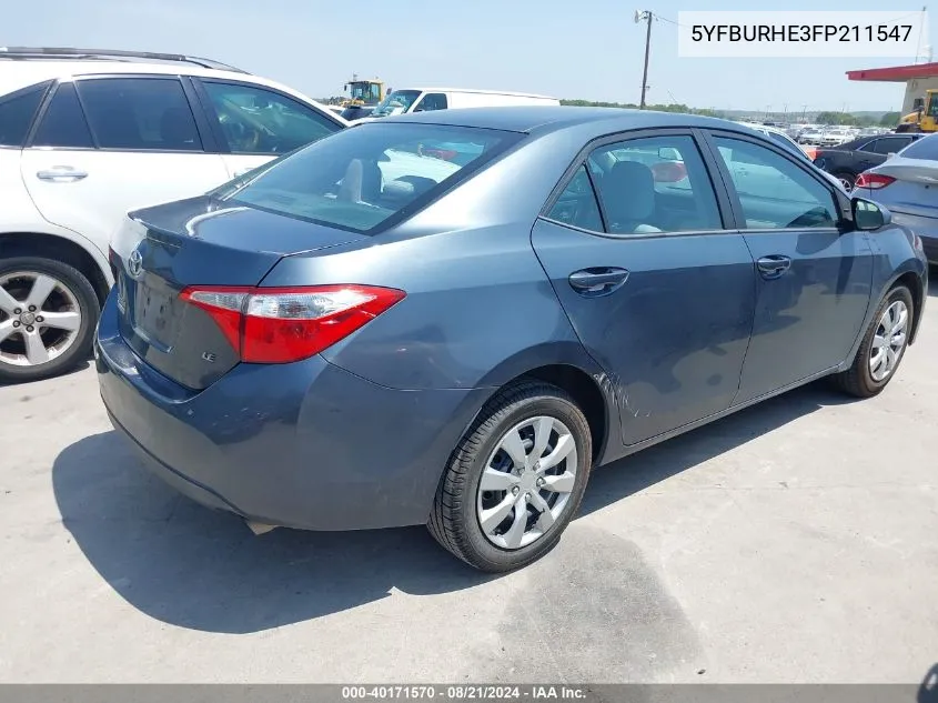 5YFBURHE3FP211547 2015 Toyota Corolla Le