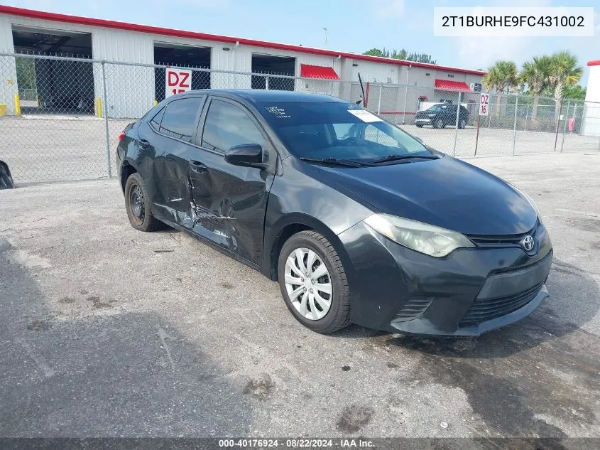 2T1BURHE9FC431002 2015 Toyota Corolla Le