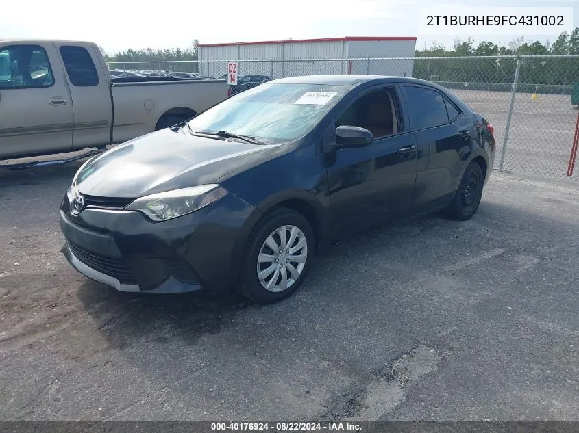 2015 Toyota Corolla Le VIN: 2T1BURHE9FC431002 Lot: 40176924