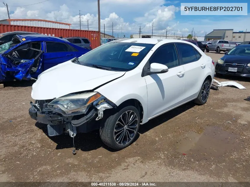 2015 Toyota Corolla S Plus VIN: 5YFBURHE8FP202701 Lot: 40211538