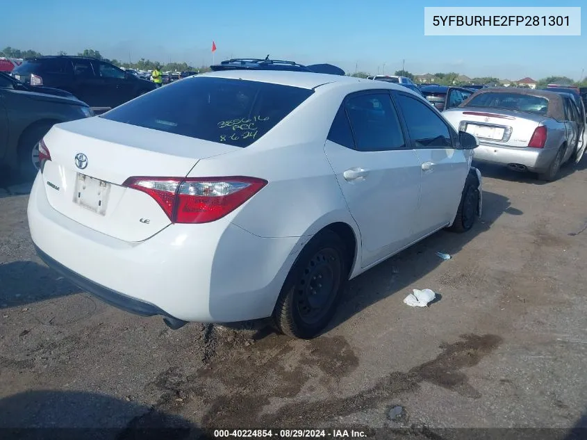 2015 Toyota Corolla Le VIN: 5YFBURHE2FP281301 Lot: 40224854