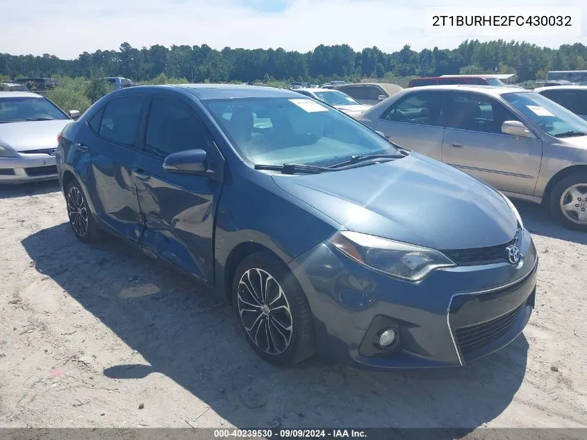 2015 Toyota Corolla S Plus VIN: 2T1BURHE2FC430032 Lot: 40239530