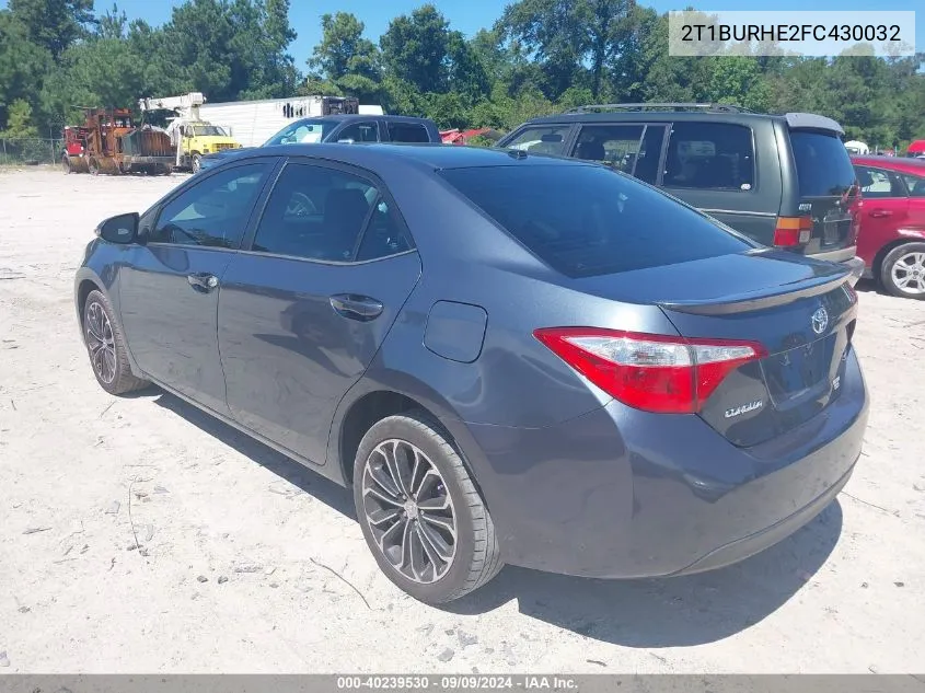 2015 Toyota Corolla S Plus VIN: 2T1BURHE2FC430032 Lot: 40239530