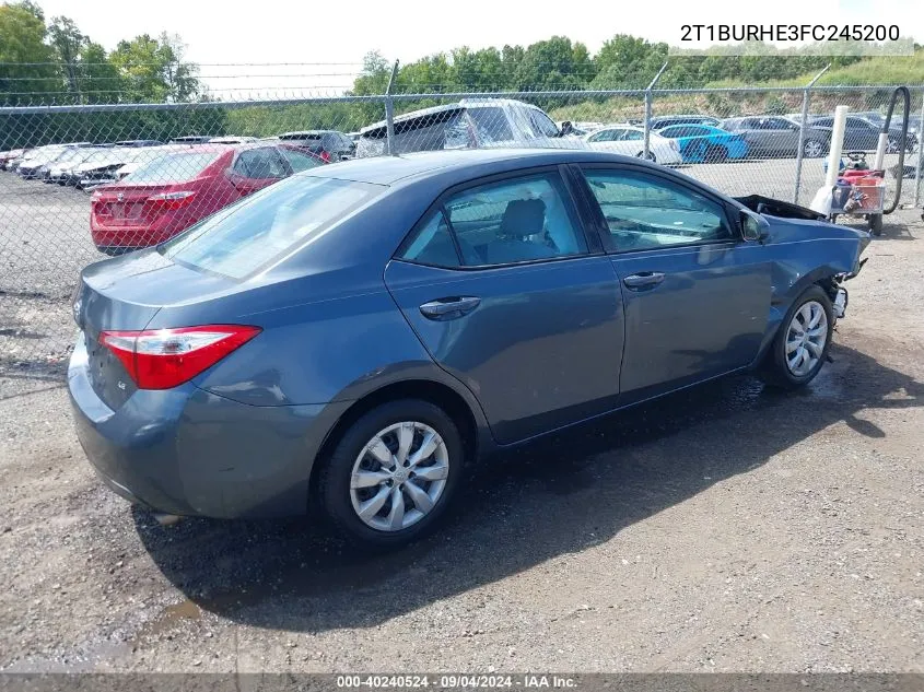 2015 Toyota Corolla Le VIN: 2T1BURHE3FC245200 Lot: 40240524