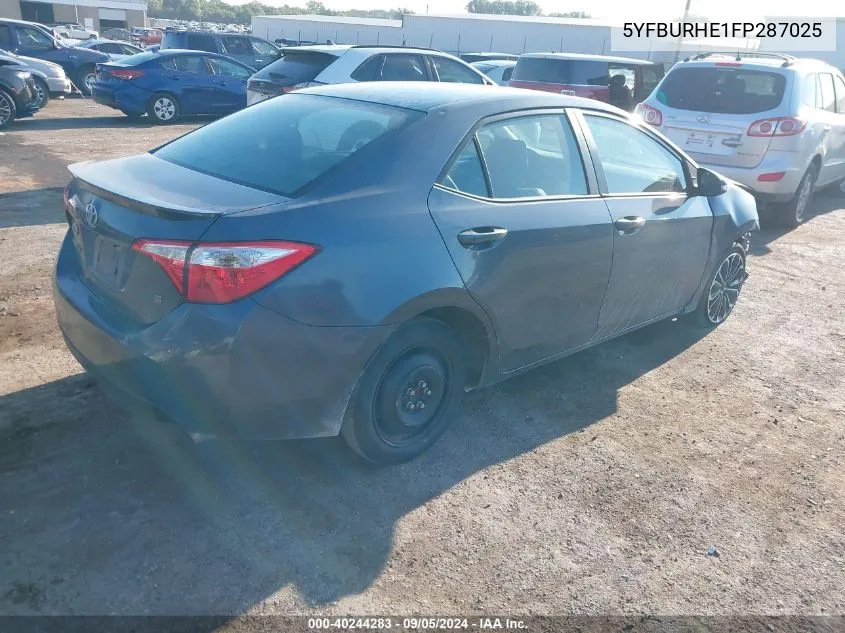 2015 Toyota Corolla L/Le/Le Pls/Prm/S/S Pls VIN: 5YFBURHE1FP287025 Lot: 40244283