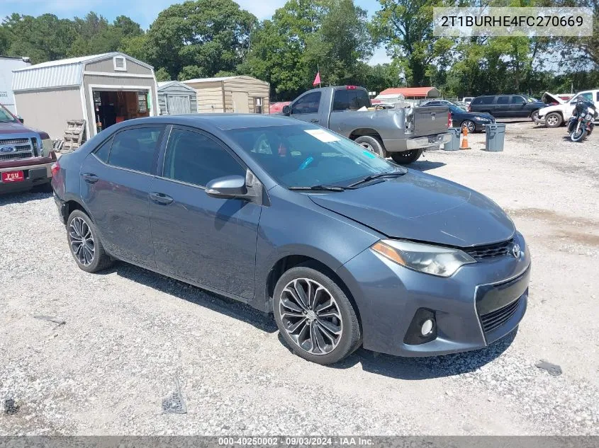 2015 Toyota Corolla S Plus VIN: 2T1BURHE4FC270669 Lot: 40250002