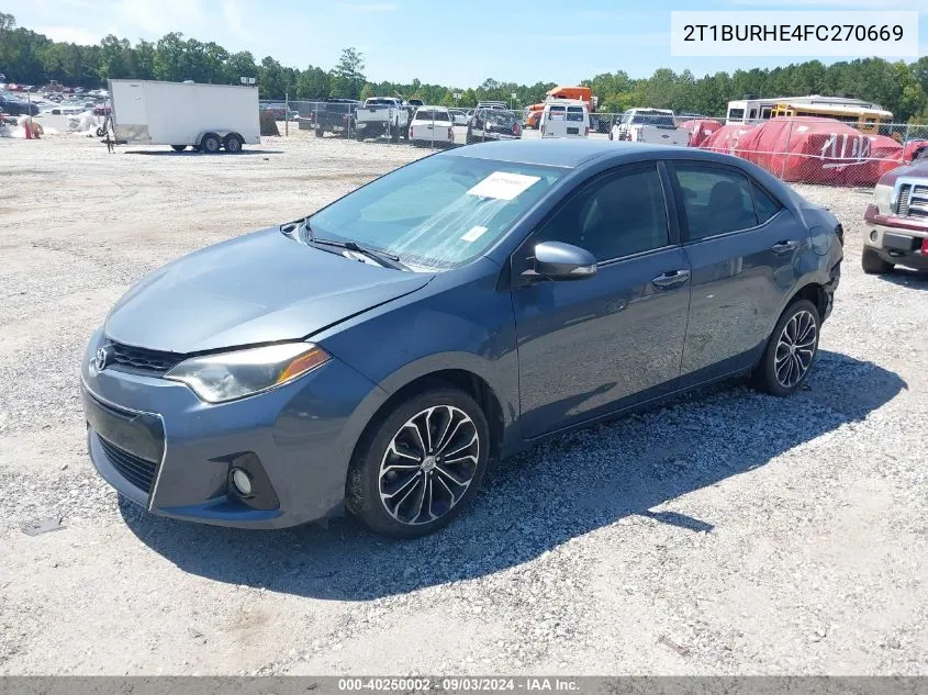 2015 Toyota Corolla S Plus VIN: 2T1BURHE4FC270669 Lot: 40250002