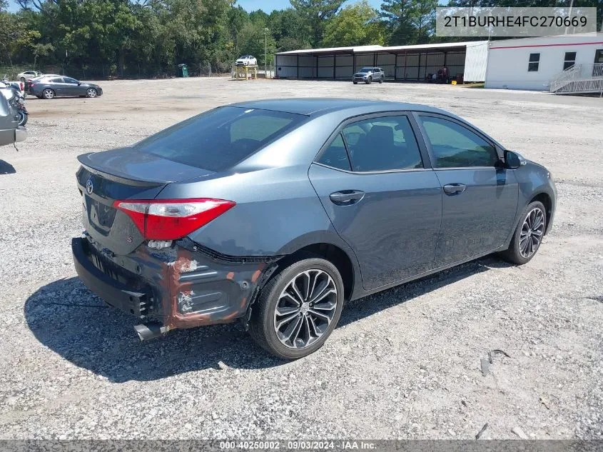 2015 Toyota Corolla S Plus VIN: 2T1BURHE4FC270669 Lot: 40250002