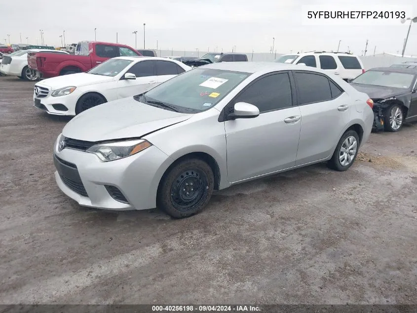 2015 Toyota Corolla L/Le/Le Pls/Prm/S/S Pls VIN: 5YFBURHE7FP240193 Lot: 40256198