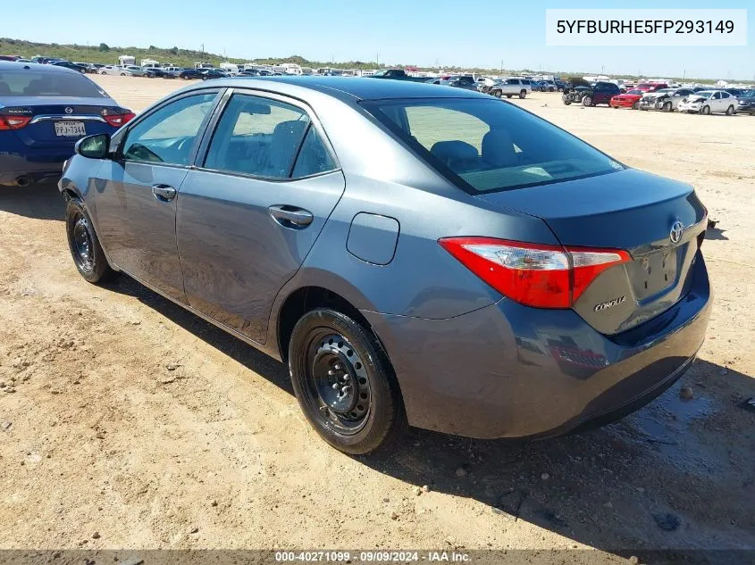 2015 Toyota Corolla Le VIN: 5YFBURHE5FP293149 Lot: 40271099