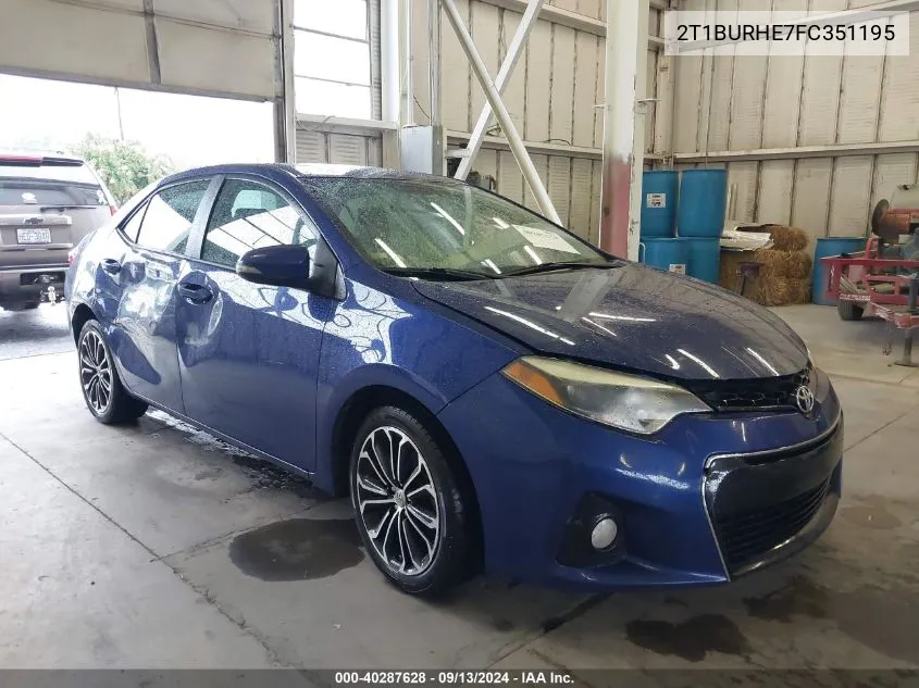 2015 Toyota Corolla S Plus VIN: 2T1BURHE7FC351195 Lot: 40287628