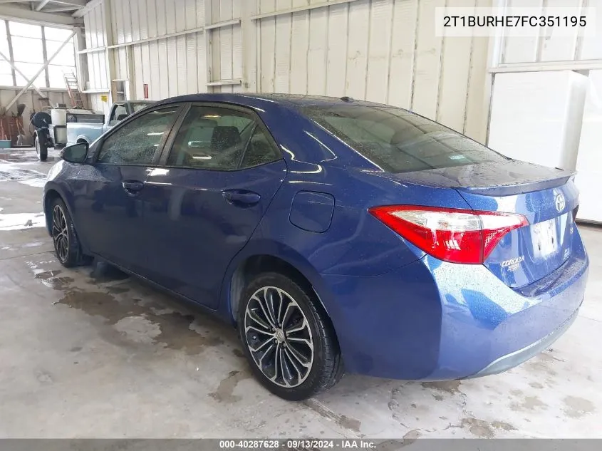 2015 Toyota Corolla S Plus VIN: 2T1BURHE7FC351195 Lot: 40287628