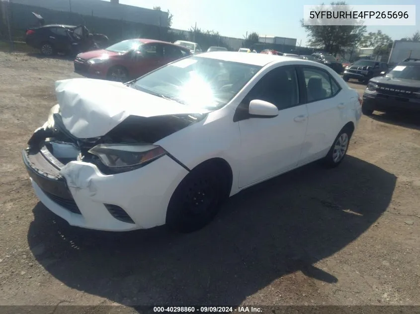 2015 Toyota Corolla Le VIN: 5YFBURHE4FP265696 Lot: 40298860