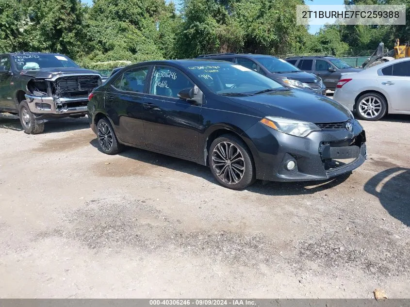 2015 Toyota Corolla S Plus VIN: 2T1BURHE7FC259388 Lot: 40306246