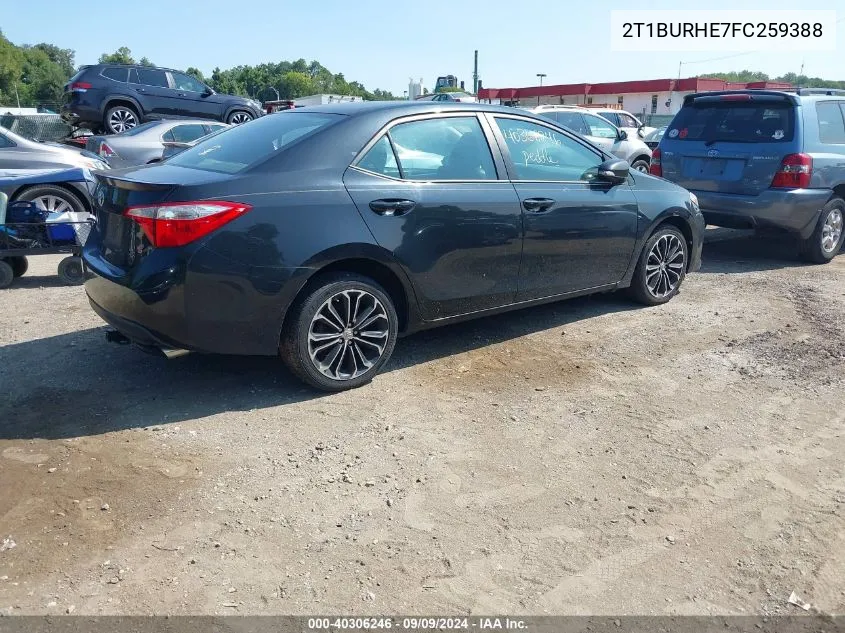 2015 Toyota Corolla S Plus VIN: 2T1BURHE7FC259388 Lot: 40306246