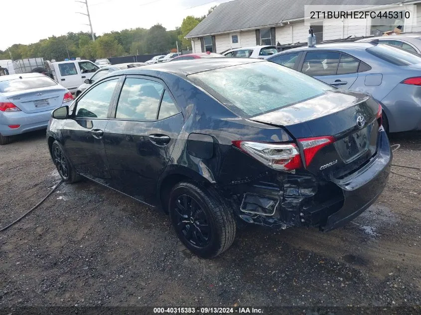 2015 Toyota Corolla L VIN: 2T1BURHE2FC445310 Lot: 40315383