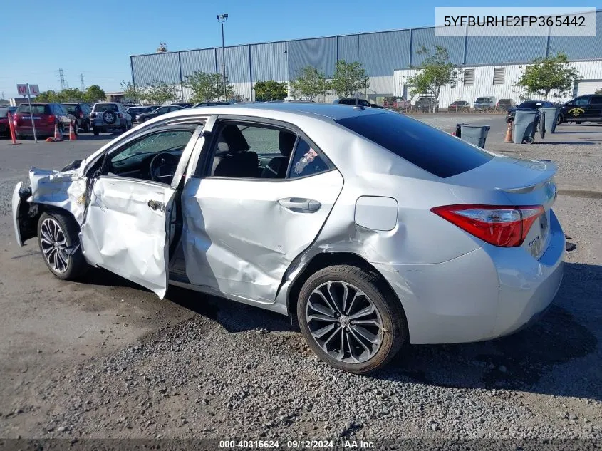 2015 Toyota Corolla L/Le/Le Pls/Prm/S/S Pls VIN: 5YFBURHE2FP365442 Lot: 40315624