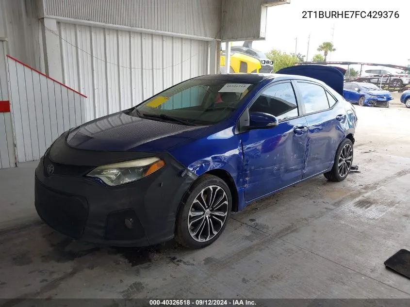 2015 Toyota Corolla L/Le/Le Pls/Prm/S/S Pls VIN: 2T1BURHE7FC429376 Lot: 40326518