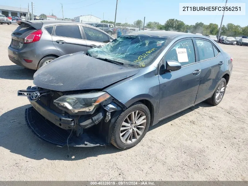 2015 Toyota Corolla Le Plus VIN: 2T1BURHE5FC356251 Lot: 40328019