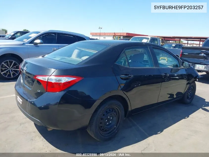 2015 Toyota Corolla Le VIN: 5YFBURHE9FP203257 Lot: 40328998