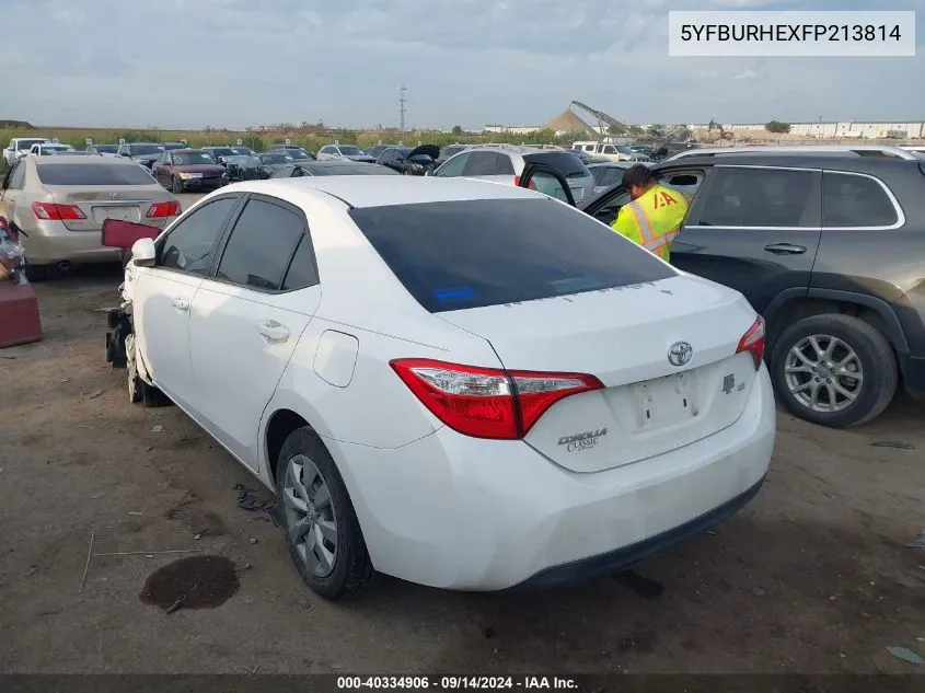 2015 Toyota Corolla Le VIN: 5YFBURHEXFP213814 Lot: 40334906