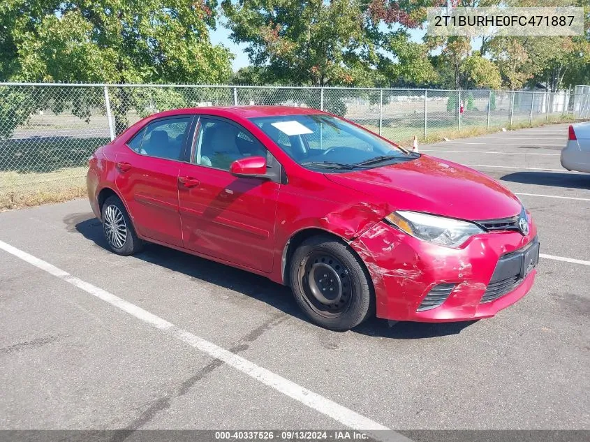 2015 Toyota Corolla L/Le/Le Pls/Prm/S/S Pls VIN: 2T1BURHE0FC471887 Lot: 40337526