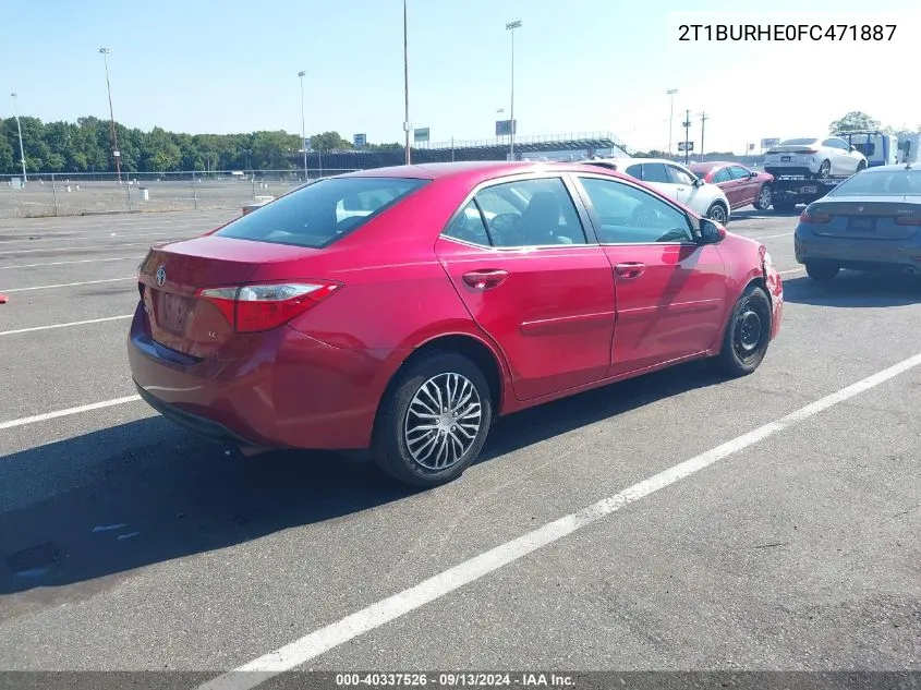 2015 Toyota Corolla L/Le/Le Pls/Prm/S/S Pls VIN: 2T1BURHE0FC471887 Lot: 40337526