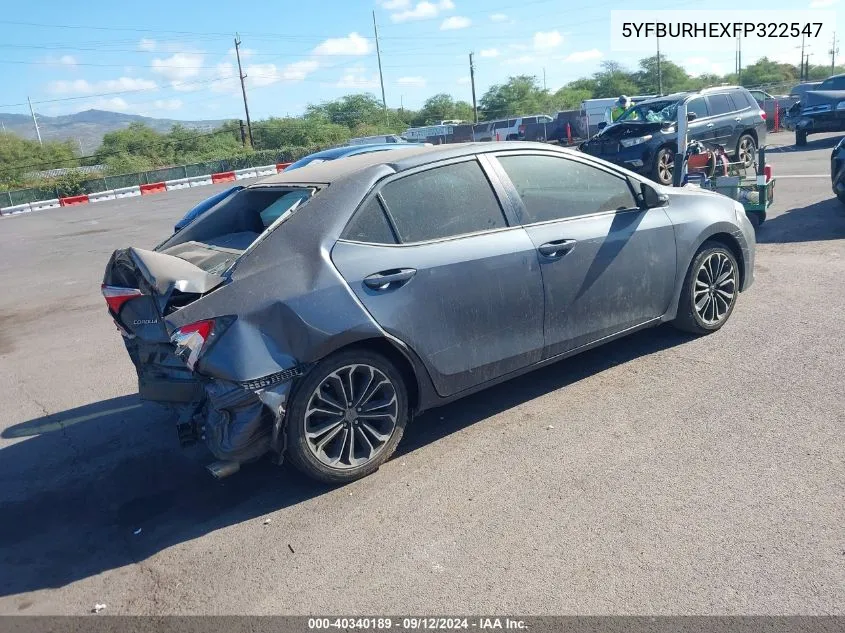 2015 Toyota Corolla S/S Plus/S Premium VIN: 5YFBURHEXFP322547 Lot: 40340189