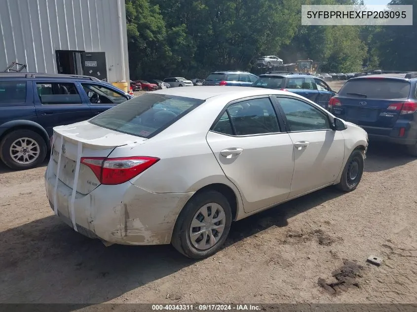 2015 Toyota Corolla Le Eco VIN: 5YFBPRHEXFP203095 Lot: 40343311