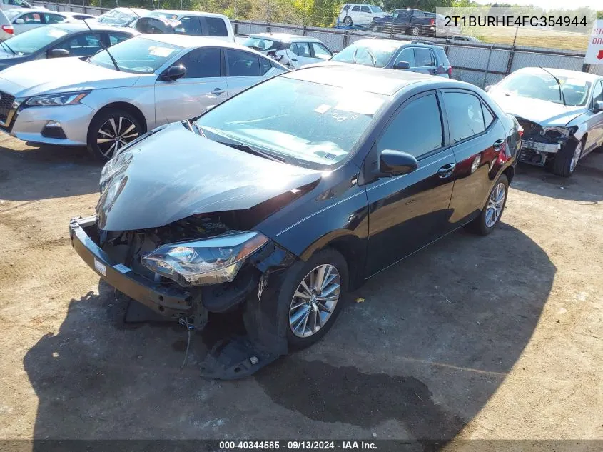 2015 Toyota Corolla L/Le/Le Pls/Prm/S/S Pls VIN: 2T1BURHE4FC354944 Lot: 40344585