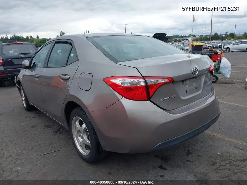 2015 Toyota Corolla Le VIN: 5YFBURHE7FP215231 Lot: 40350600