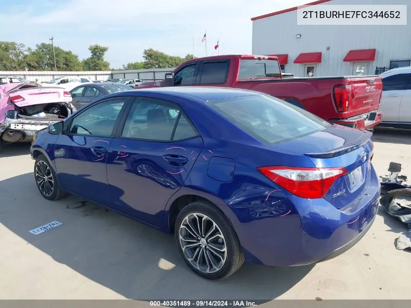 2015 Toyota Corolla L/Le/Le Pls/Prm/S/S Pls VIN: 2T1BURHE7FC344652 Lot: 40351489