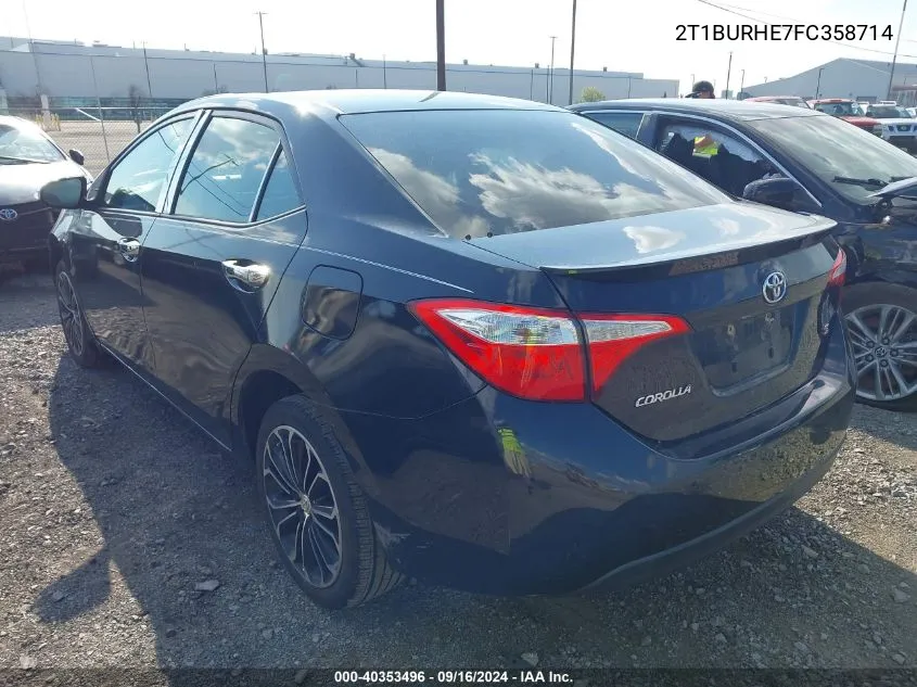 2015 Toyota Corolla S Plus VIN: 2T1BURHE7FC358714 Lot: 40353496