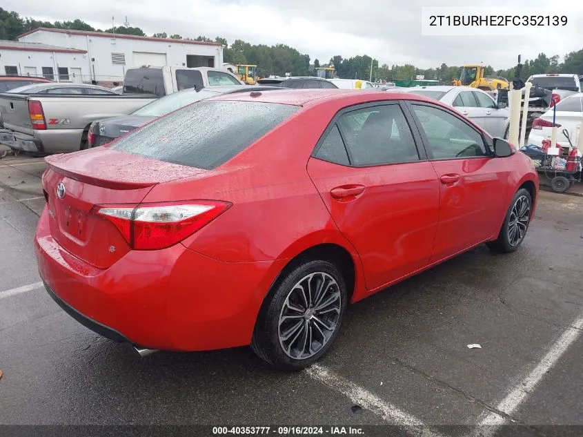 2015 Toyota Corolla S Plus VIN: 2T1BURHE2FC352139 Lot: 40353777