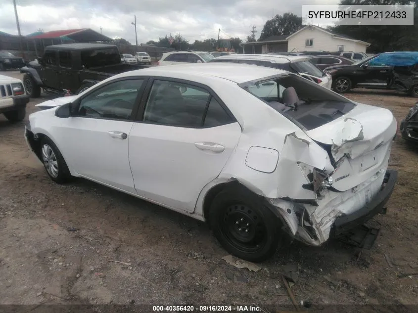 5YFBURHE4FP212433 2015 Toyota Corolla Le