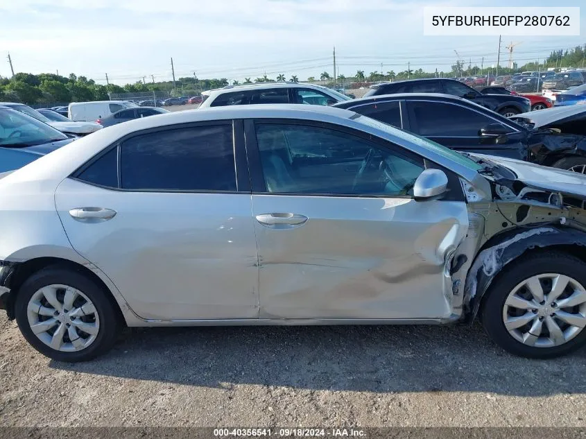 2015 Toyota Corolla L/Le/Le Pls/Prm/S/S Pls VIN: 5YFBURHE0FP280762 Lot: 40356541