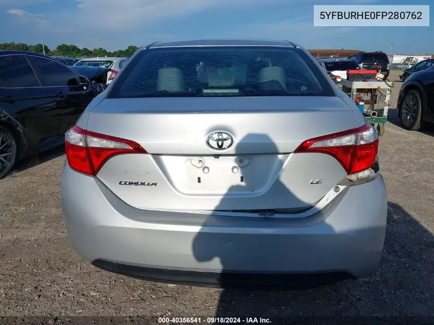 2015 Toyota Corolla L/Le/Le Pls/Prm/S/S Pls VIN: 5YFBURHE0FP280762 Lot: 40356541