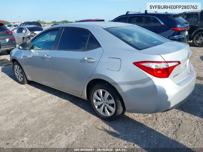 2015 Toyota Corolla L/Le/Le Pls/Prm/S/S Pls VIN: 5YFBURHE0FP280762 Lot: 40356541