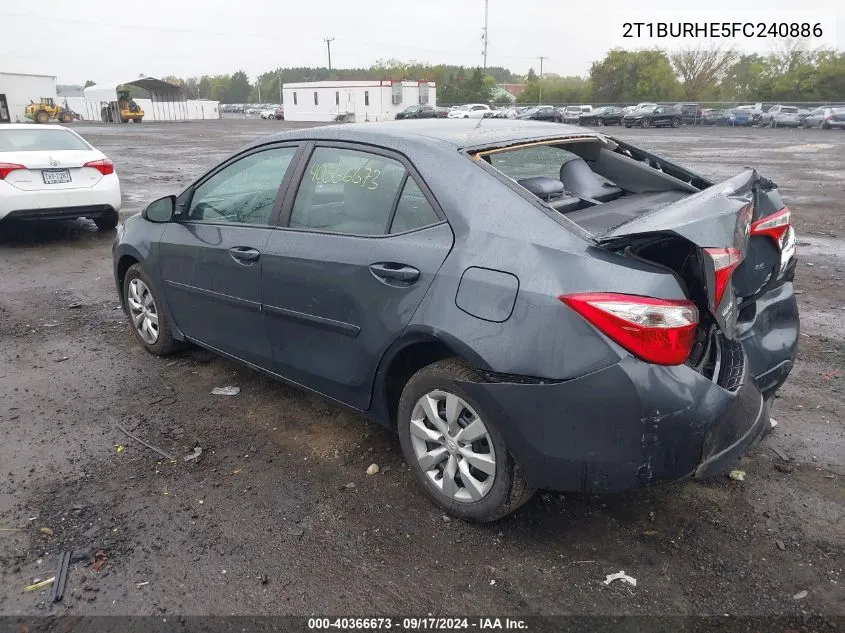 2015 Toyota Corolla Le VIN: 2T1BURHE5FC240886 Lot: 40366673